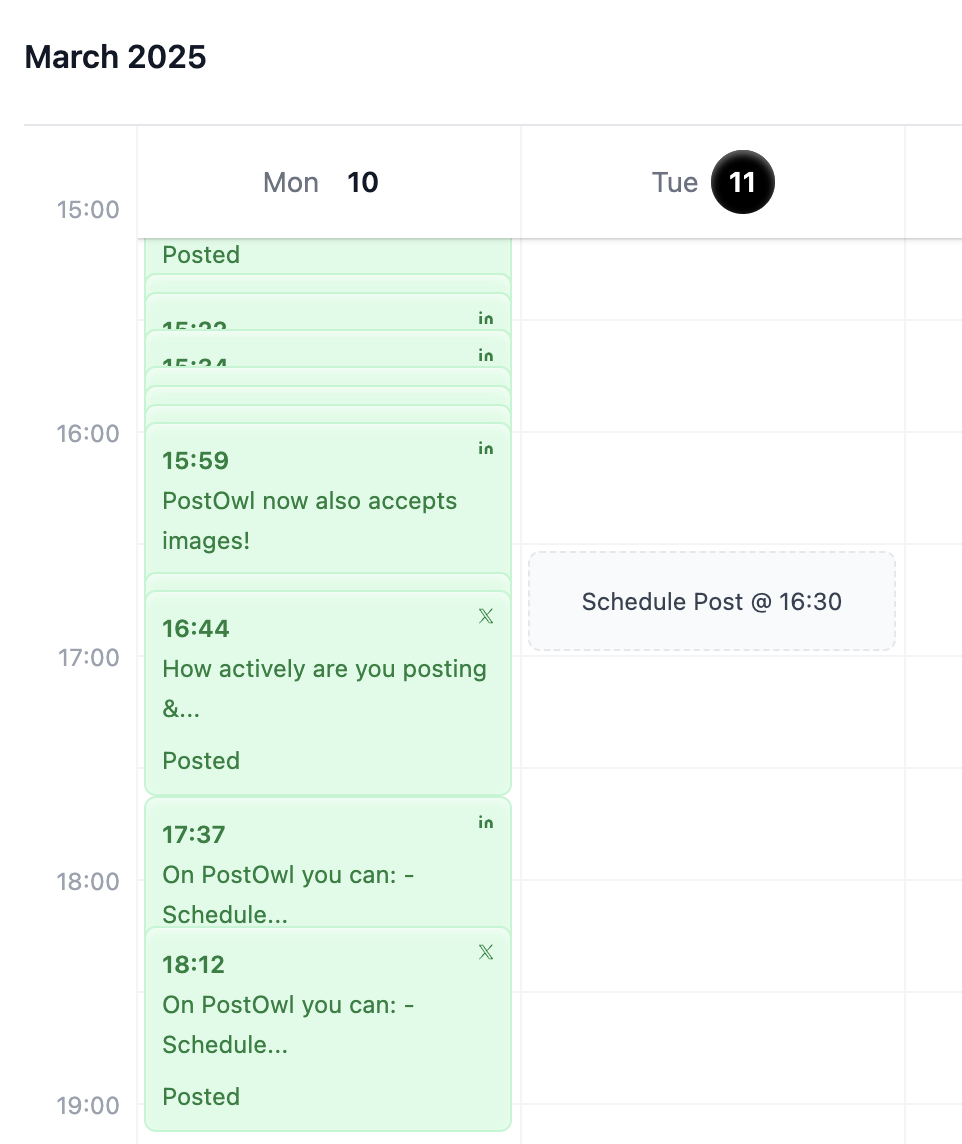 LinkedIn Post Scheduling Calendar