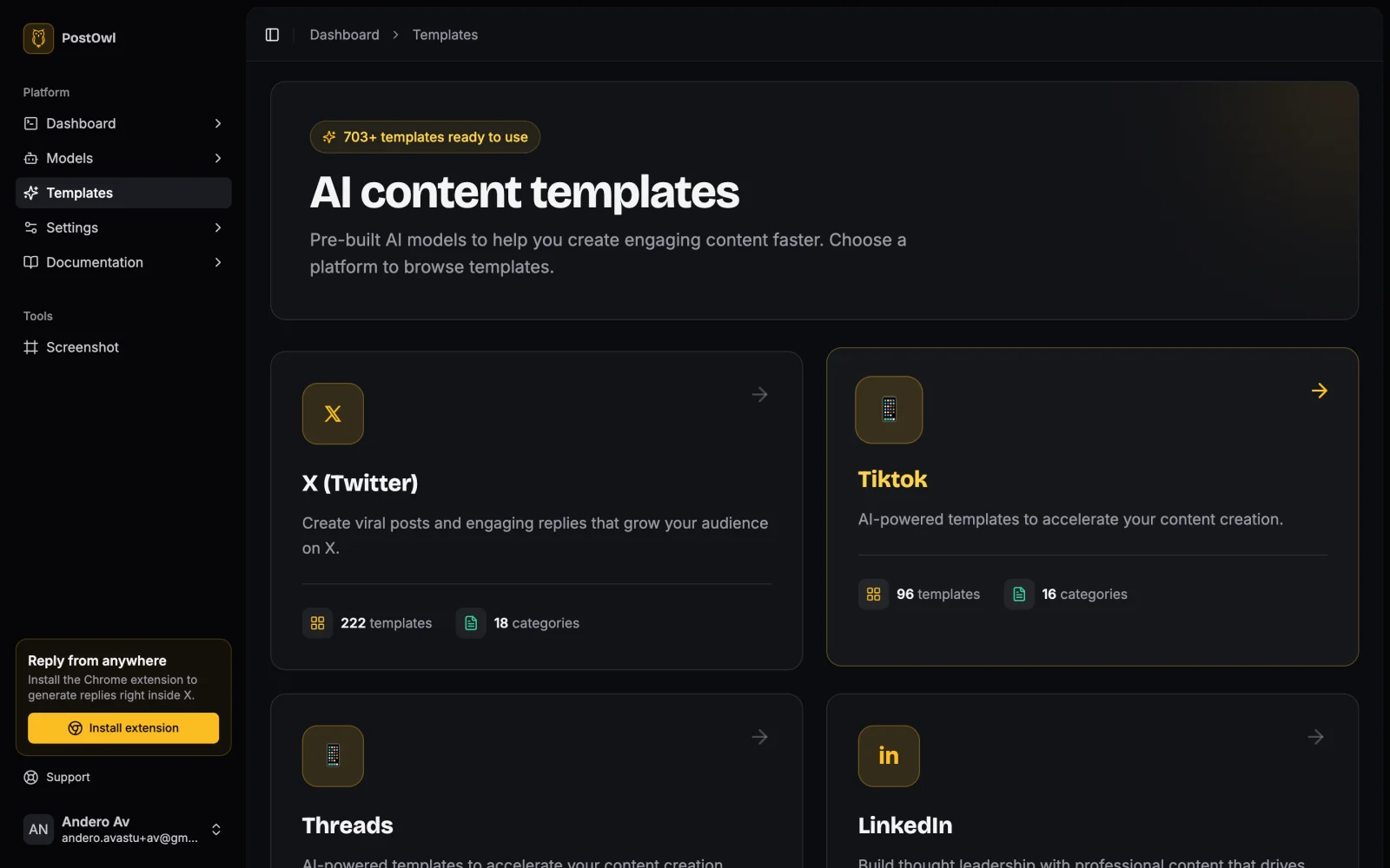 PostOwl template library